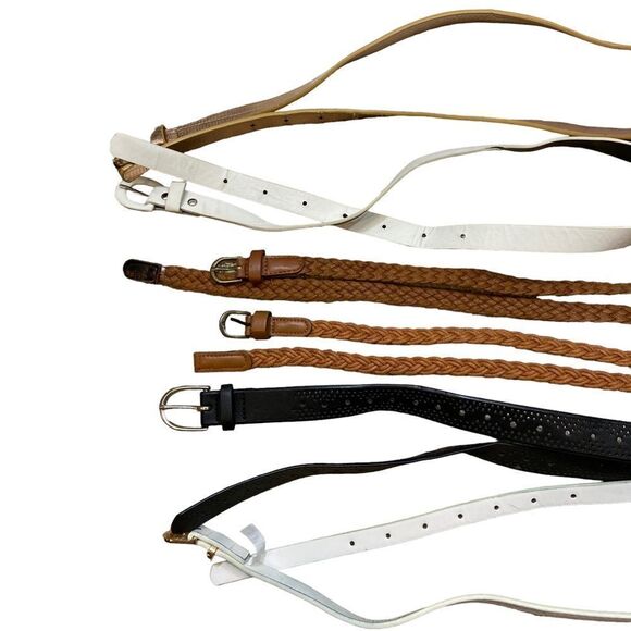 Lot of 6‎ Ladies Skinny Belts Various Styles Size Medium to Large - Picture 3 of 16